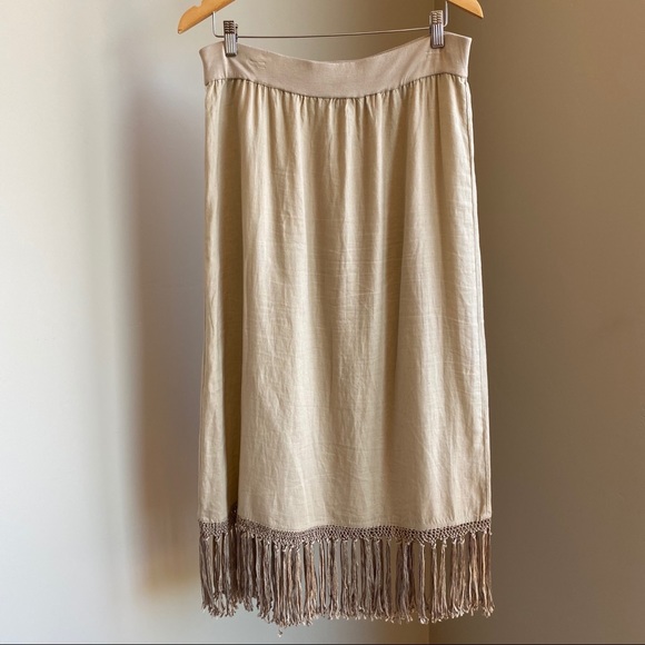 CHICO’S 1 ⚜️Gorgeous⚜️ Linen Skirt with Fringe Hem - Picture 5 of 7